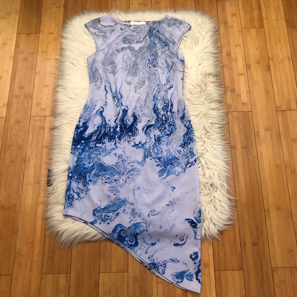 Le Galeriste Wearable Art Cool Waters Felicia Watercolor Abstract Dress size S